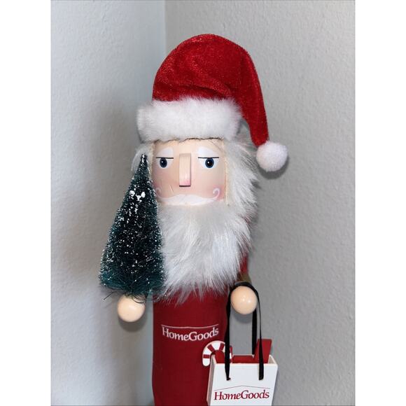 Homegoods Nutcracker Wooden Christmas in Red Apron Shopping Bag Sack 16” NEW - Picture 3 of 6